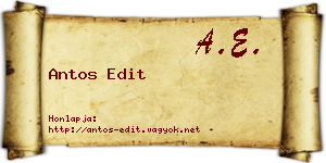 Antos Edit névjegykártya